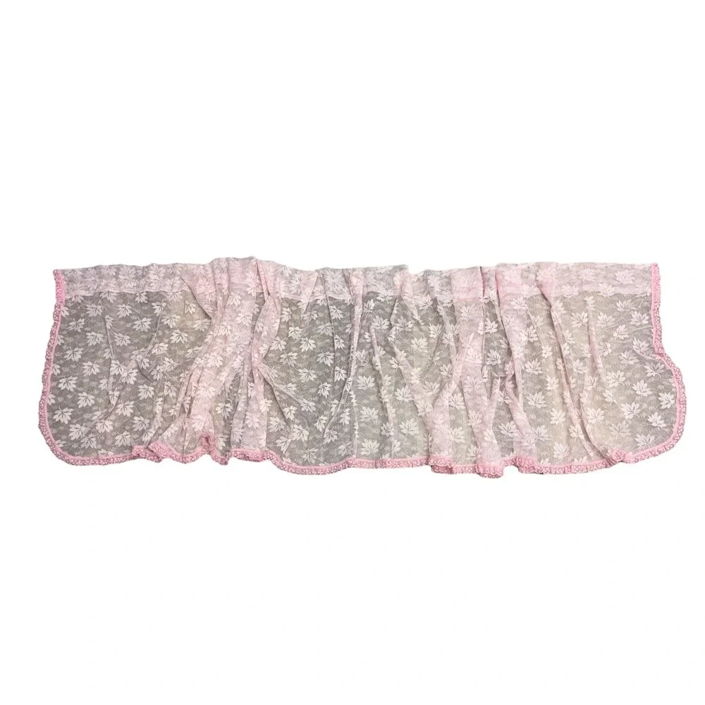 Vintage‎ Curtain Valance Pink Lace Floral Long 138x24